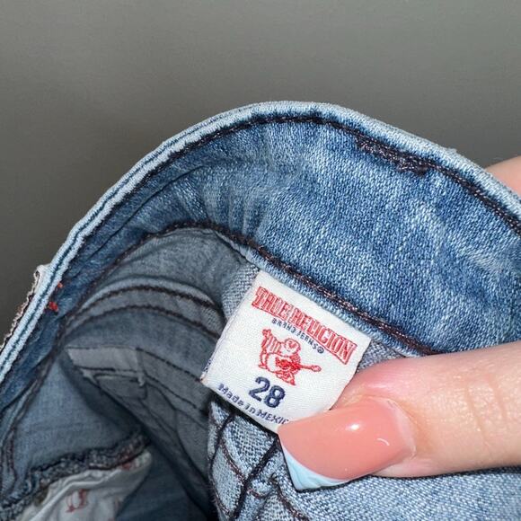 True Religion World Tour Indigo Dreaming Flower Skinny Jeans Low Rise Size 28 - Picture 3 of 7